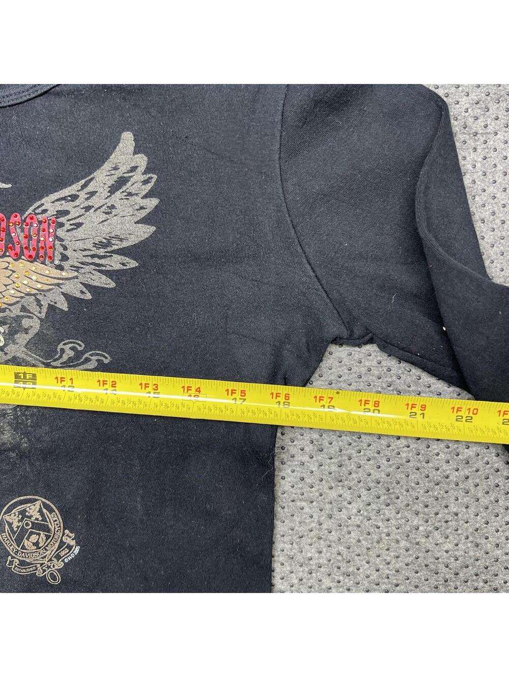 Vintage Y2K Harley Davidson Motorcycle Biker Bald Eagle Long Sleeve Womens Tee L - Picture 4 of 5